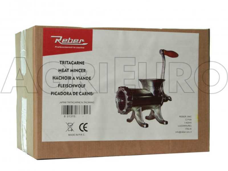 Reber 8683N n&deg;22 Hand crank manual Meat Grinder - Food-safe cast iron tabletop meat mincer